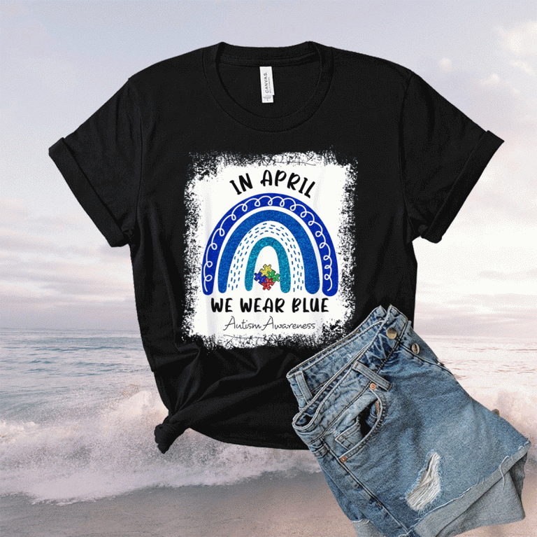 Autism Rainbow In April We Wear Blue Autism Awareness Month 2021 Shirts