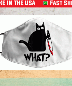 Cat What Funny Black Cat Gift Face Mask