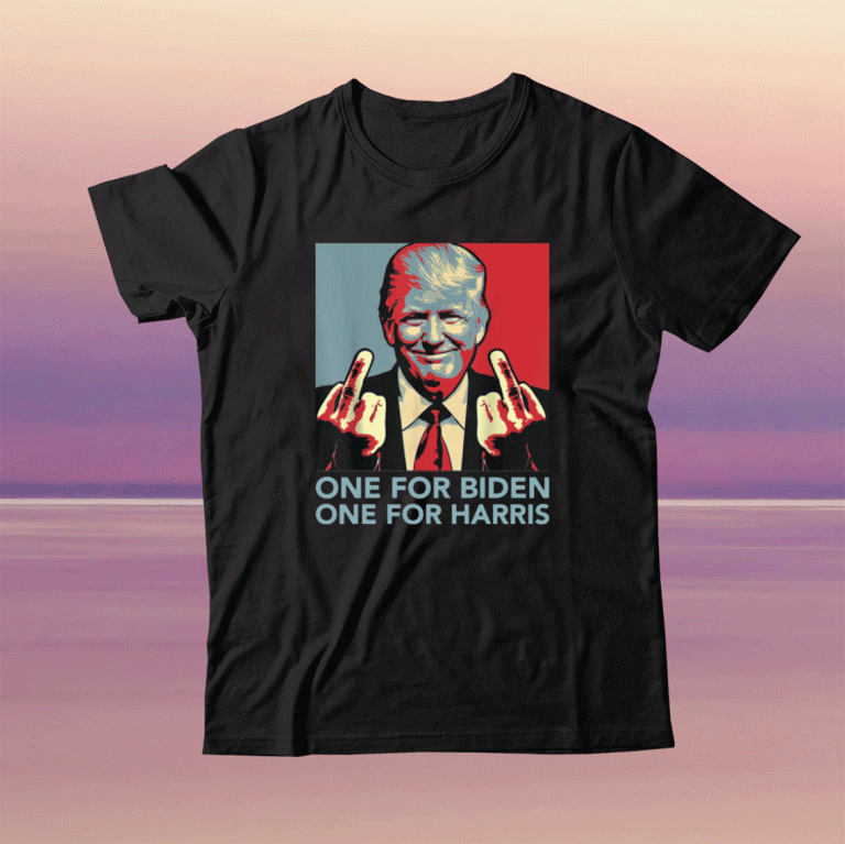 Trump middle finger one for Biden one for Harris 2021 TShirt