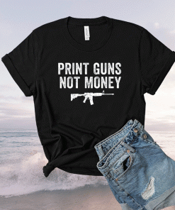 Print Guns Not Money Distressed T-Shirt