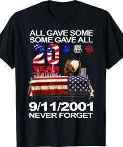 Never Forget 9-11-2001 20th Anniversary Firefighters Vintage TShirt