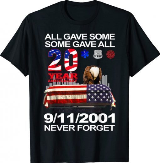 Never Forget 9-11-2001 20th Anniversary Firefighters Vintage TShirt