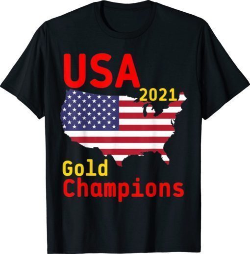 Flag USA Gold Champions Football Team 2021 Shirts