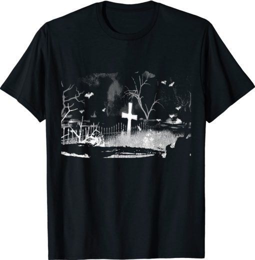 Halloween spooky graveyard bats art print 2021 t-shirt