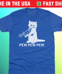 Cat Pew Pew Pew Blue Funny TShirt