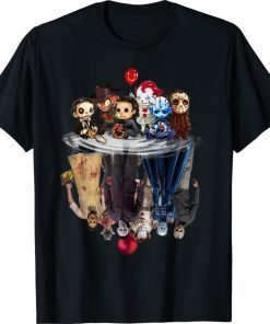 Cute Horror Movie Chibi Character Water Reflection Halloween Funny Shirts