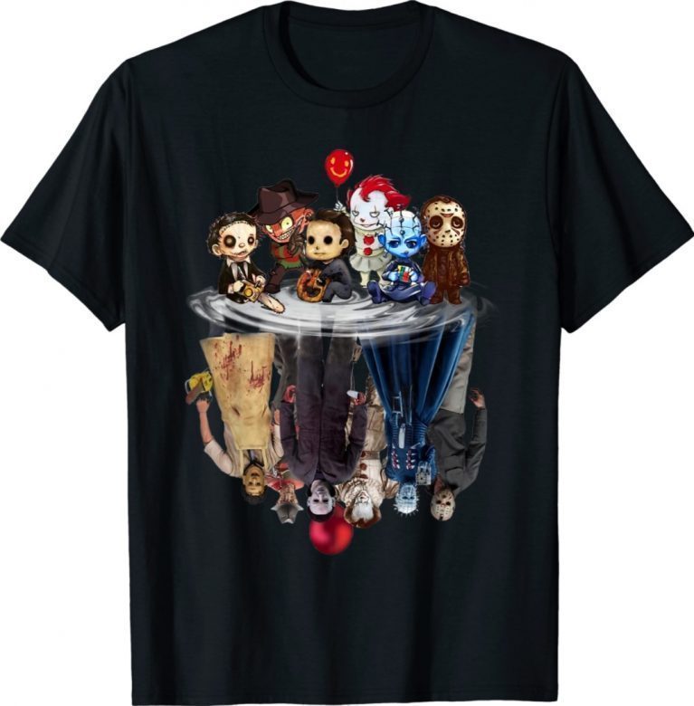 Cute Horror Movie Chibi Character Water Reflection Halloween Funny Shirts