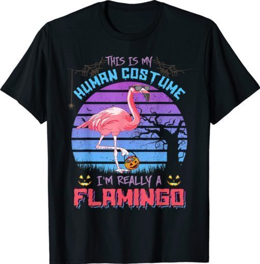 This Is My Human Costume I'm Really A Flamingo Halloween 2021 TShirt