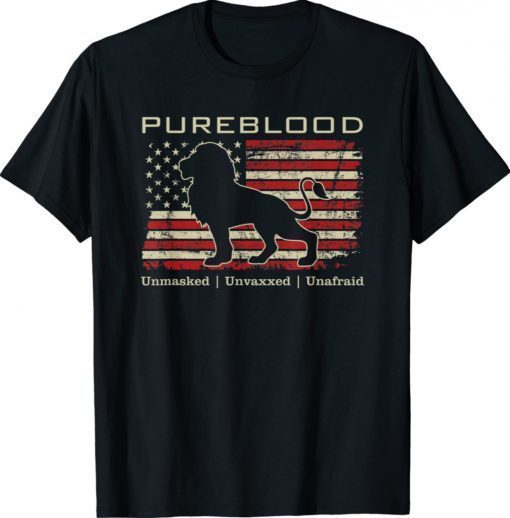 Pureblood Movement Medical Freedom Lion USA Flag Vintage Shirt