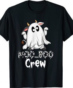 Moo Boo Crew Halloween Costume Boo Ghost Cow Farmer 2021 TShirt