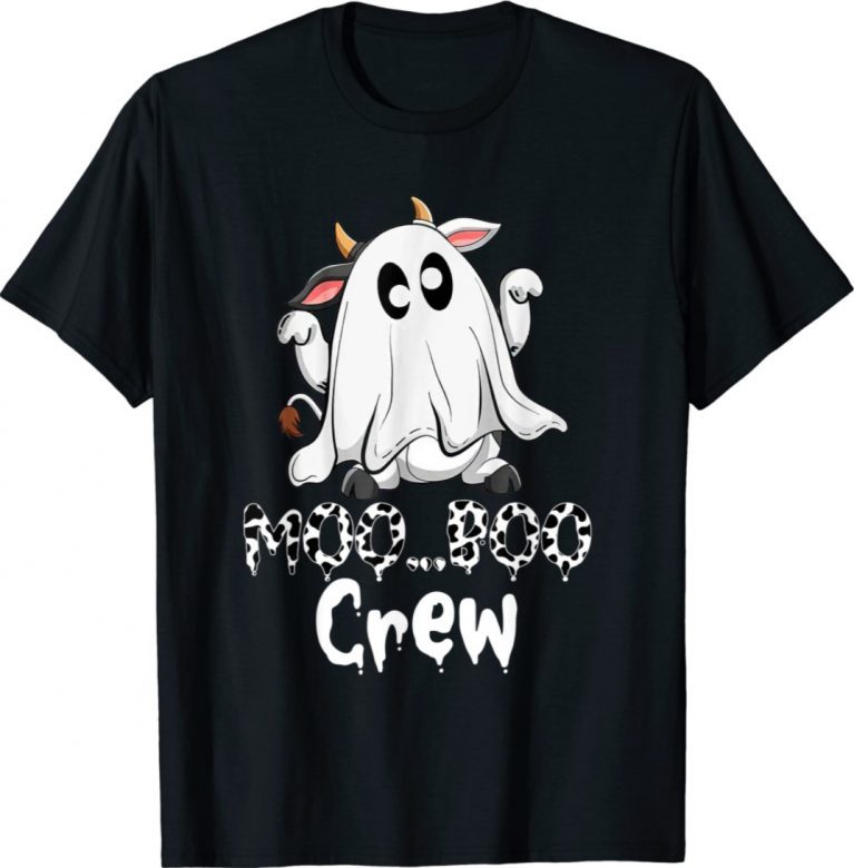 Moo Boo Crew Halloween Costume Boo Ghost Cow Farmer 2021 TShirt