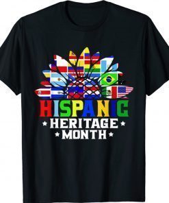 National Hispanic Heritage Month Decoration Flags Sunflower 2021 TShirt