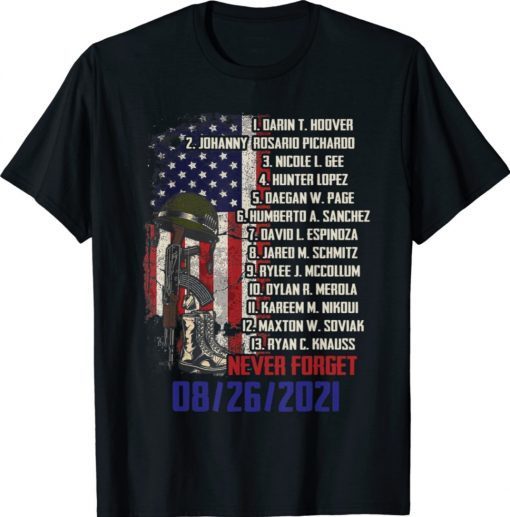 Never Forget Of Fallen Soldiers 13 Heroes Name 08-26-2021 Unisex TShirt