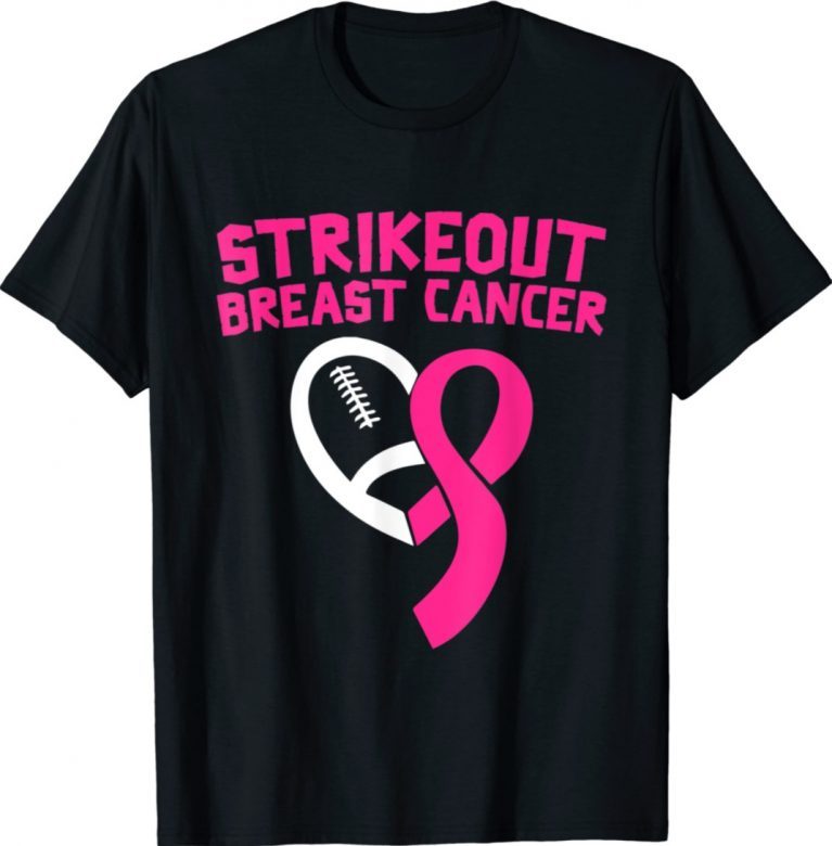 Strike Out Breast Cancer Awareness Pink Ribbon Football 2021 TShirt