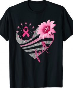Breast Cancer Awareness Sun Flower Faith Bling Bling Funny Shirts