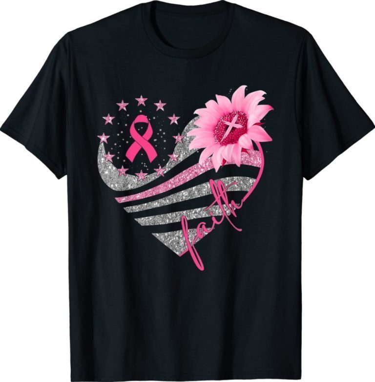 Breast Cancer Awareness Sun Flower Faith Bling Bling Funny Shirts