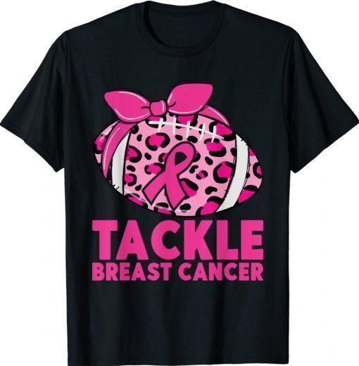 Tackle Breast Cancer Awareness Pink Ribbon Leopard Football 2021 Shirts