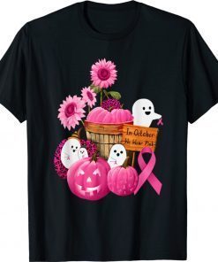 In October We Wear Pink Ghosts and Pumpkins For Breast Cancer 2021 Shirts