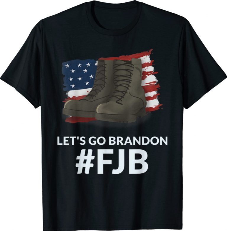 Let's Go Brandon Fake News Biden Chant American Flag Boots 2021 TShirt