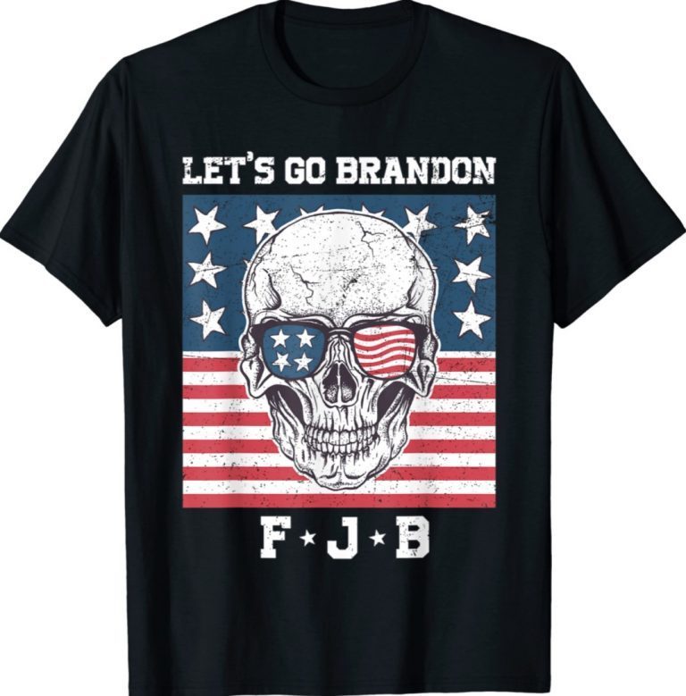 Flag US Let's Go Brandon Skull TShirt