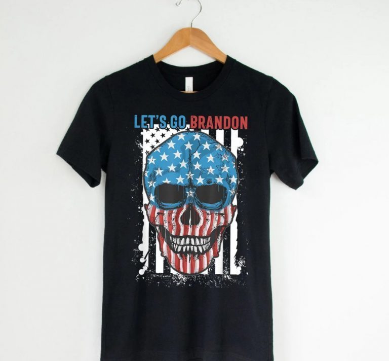 Let's Go Brandon US Flag Skull 2021 TShirt