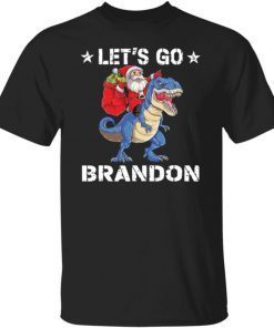 Santa Riding Dinosaur T-Rex Let’s Go Brandon Christmas 2021 TShirt