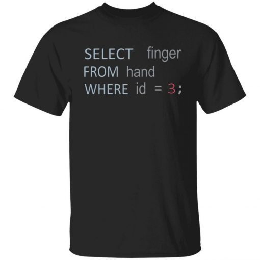 Select Finger From Hand Where Id=3 Unisex TShirt