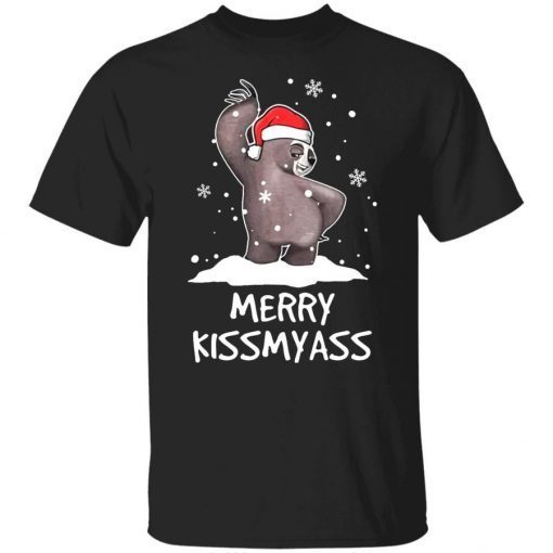 Sloth Merry Kissmyass Christmas Xmas TShirt