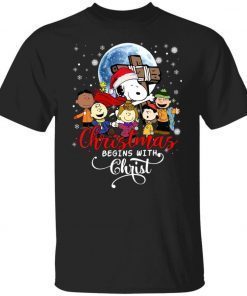 Snoopy Christmas Begin With Christ Gift TShirt