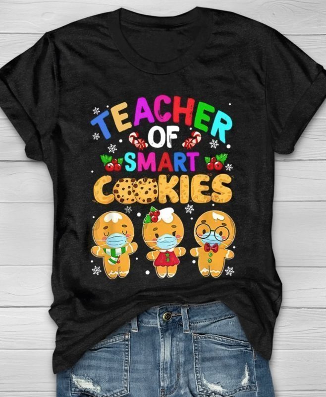 Teacher Of Smart Cookies Christmas Gingerbread Gift TShirt