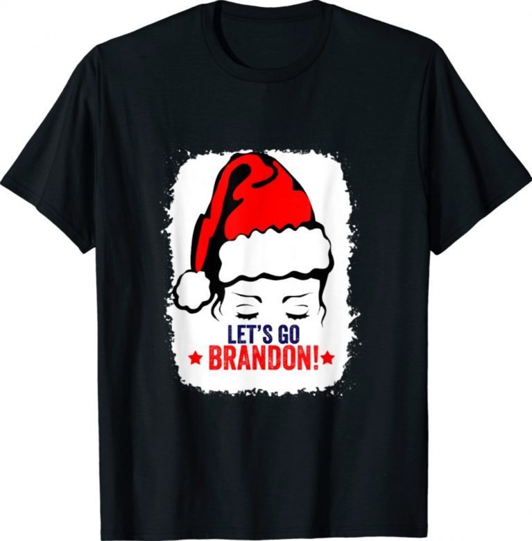 Messy Bun Let's Go Brandon US Flag Merry Christmas Gift Shirts