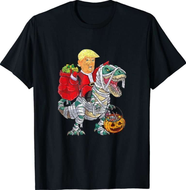 Trump Riding Dinosaur T Rex Christmas Xmas Costume Funny Shirts