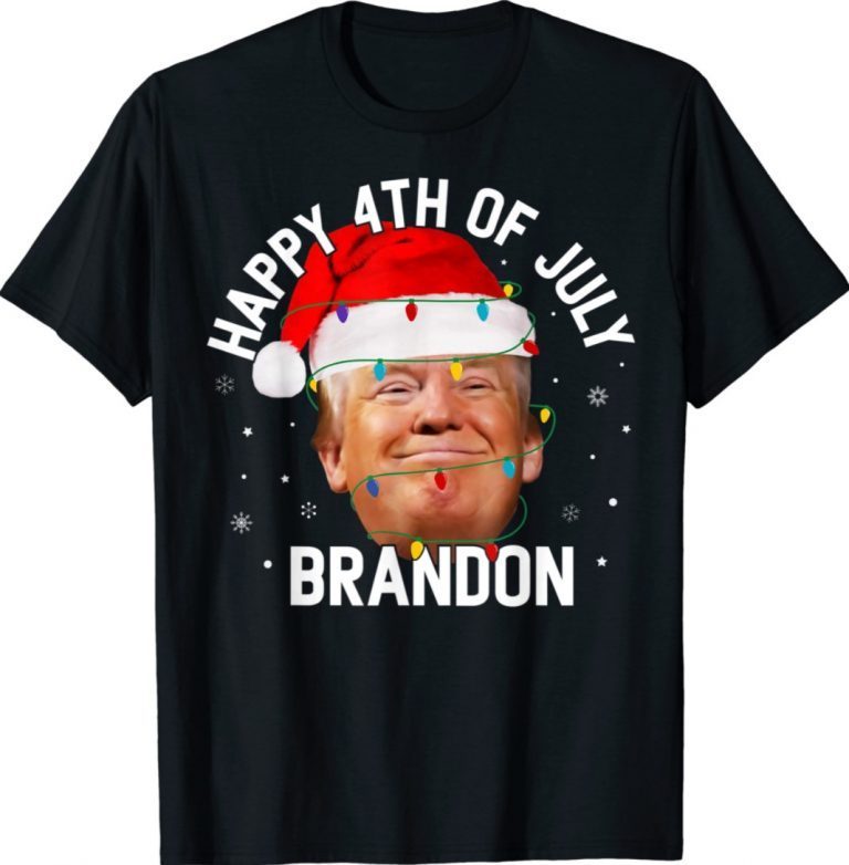 Donald Trump Santa Hat Christmas Happy 4th of July Biden Brandon Shirts