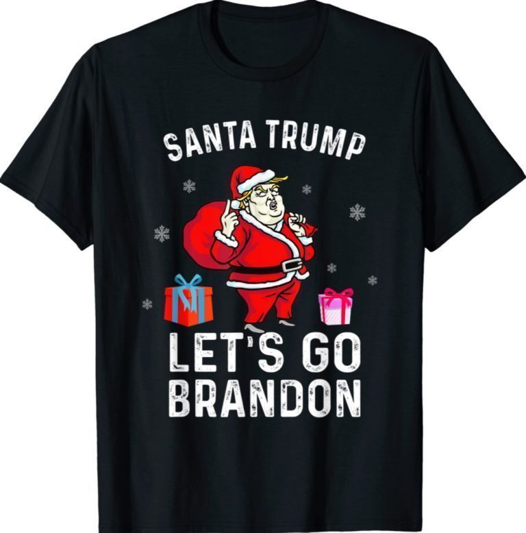 Santa Trump Let's Go Brandon Ugly Christmas Gift TShirt