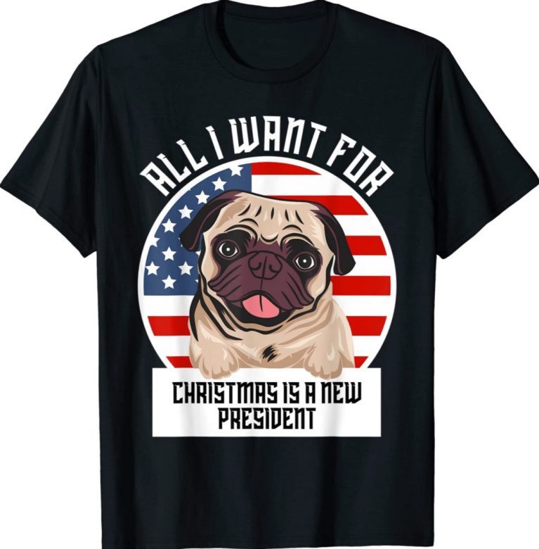 Christmas Dog Anti Joe Biden American Flag Vintage TShirt