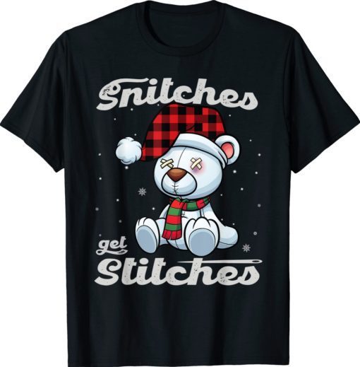 Snitches Get Stitches Xmas Matching Pajamas Santa Hat 2022 Shirts