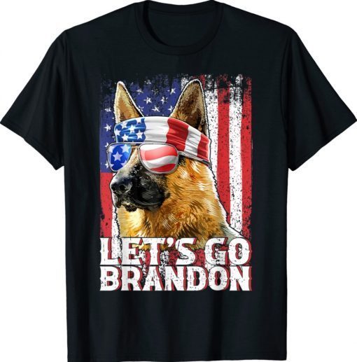 Lets Go Brandon Funny Dog US Flag Vintage TShirt