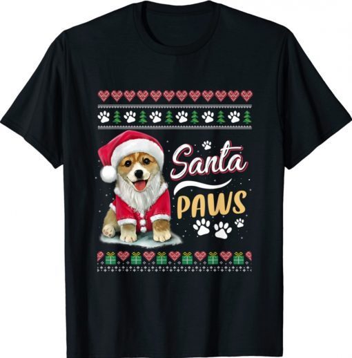 Santa Paws Christmas Dog Merry Christmas Xmas Gift TShirt