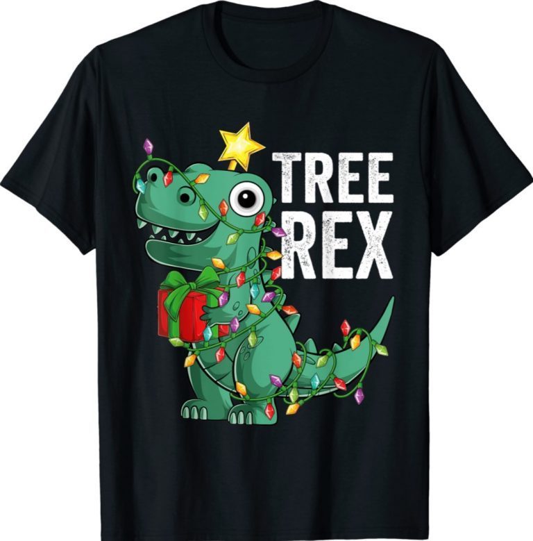 Christmas Dinosaur Tree Rex Pajamas Xmas 2021 TShirt