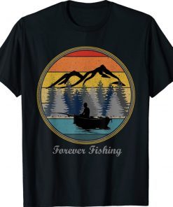 Love Fishing Forever Retirement Mountain Sunset Retreat Vintage TShirt