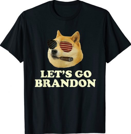 Lets Go Brandon US Flag Dog Glasses Funny Shirts