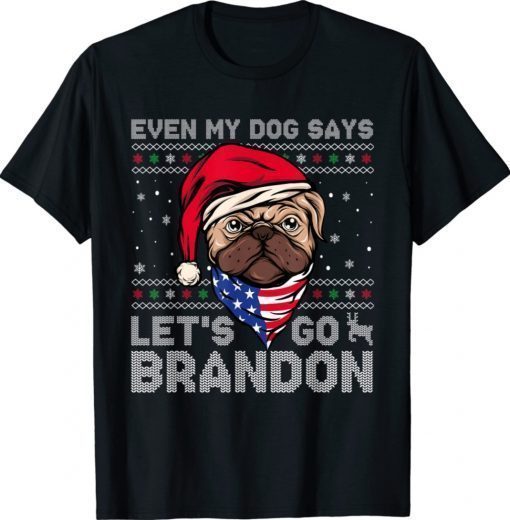 Bulldog Let's Go Brandon Ugly Christmas Anti Biden Dog Lover Funny Shirts