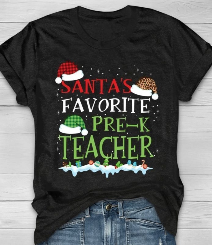 Santas Favorite Pre-K Teacher Xmas TShirt