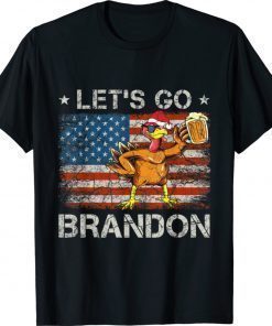 Vintage Let's Go Brandon Thanksgiving Turkey Anti Biden USA Flag T-Shirt