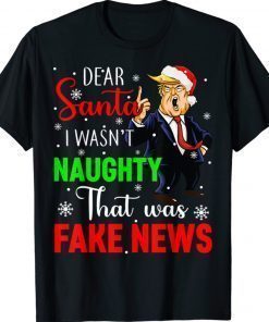 Trump Christmas Pajamas Dear Santa Fake News 2021 TShirt