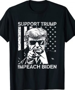 American Flag Support Trump Impeach 46 Anti Biden President Vintage TShirt