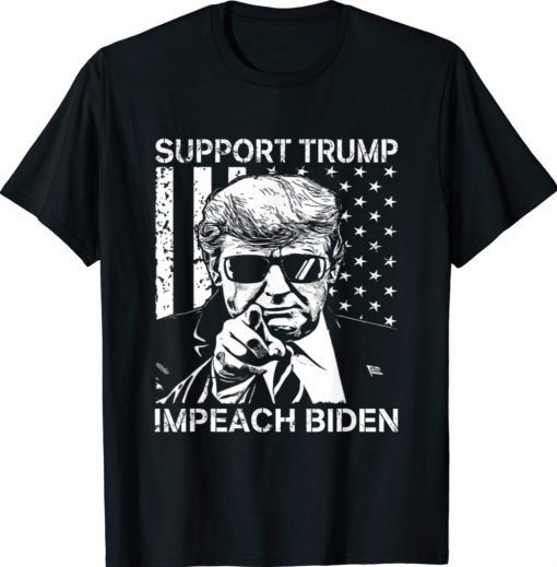 American Flag Support Trump Impeach 46 Anti Biden President Vintage TShirt