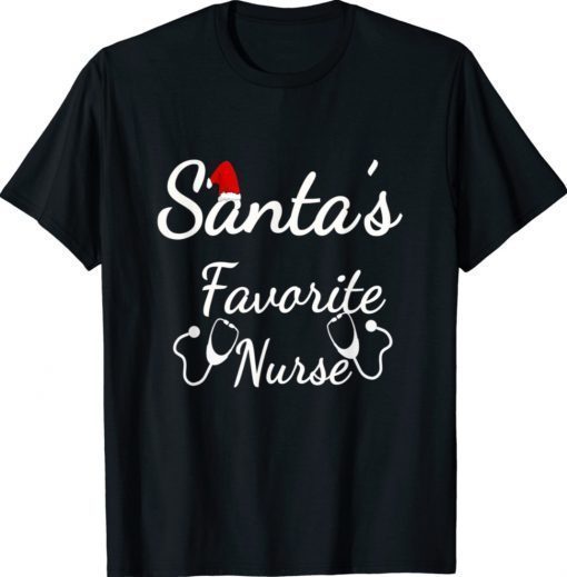 Santa's Favorite Nurse Merry Xmas Party Crew Tee Shirt