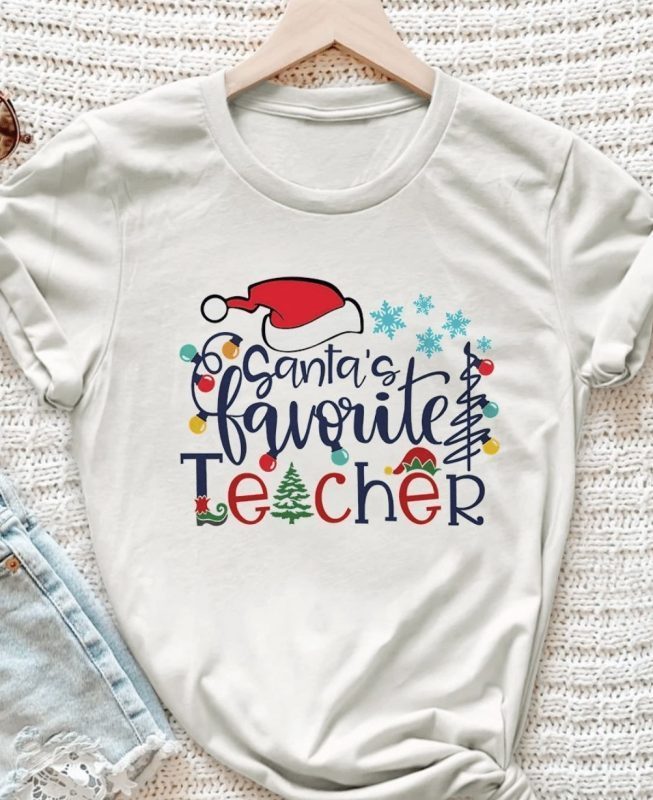 Santas Favourite Teacher Christmas 2021 T-Shirt