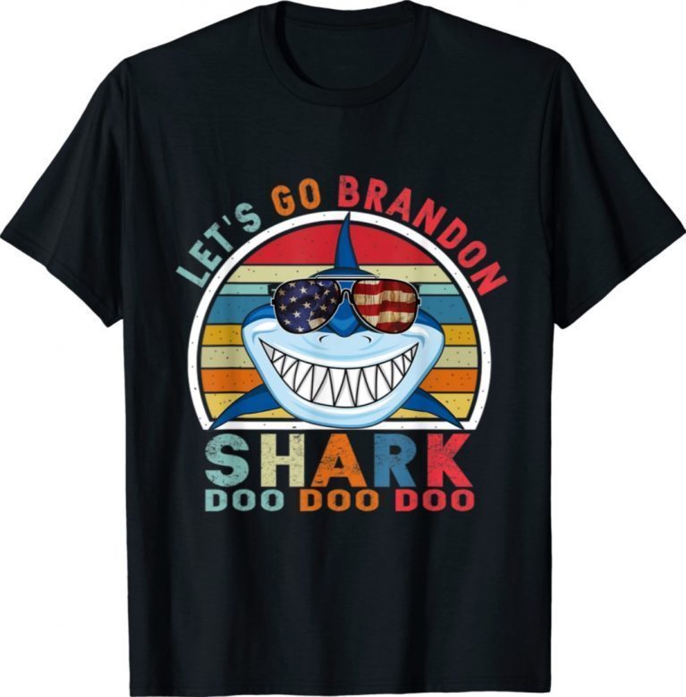 Vintage Let's Go Brandon Shark Doo Doo Doo Anti Biden TShirt